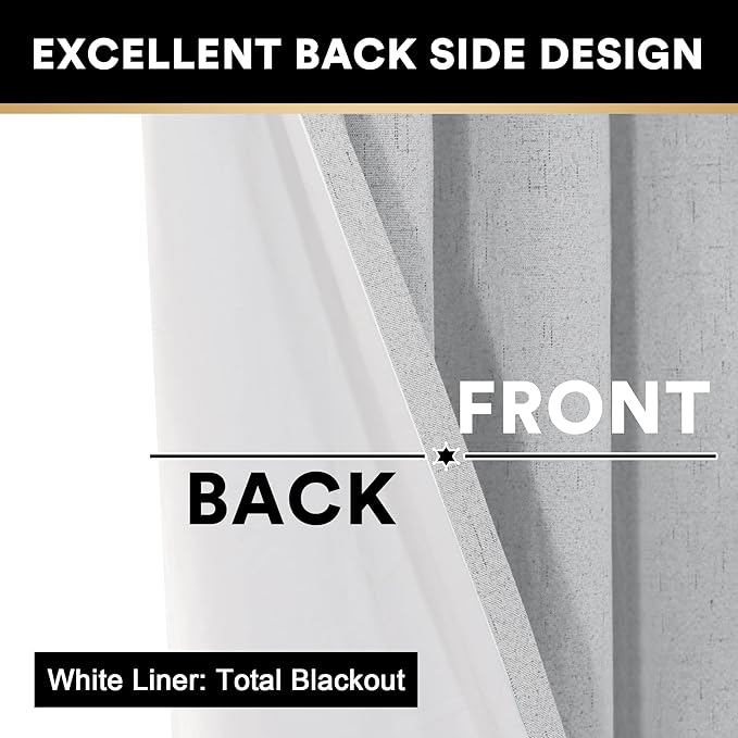 PrinceDeco Blackout Curtains 84 Inches Long Extra Wide Thermal Insulated Sliding Doors Curtain for Room Divider Patio Curtains for Sliding Door,100 X L84 Inch, Glacier Gray