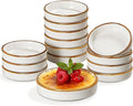 ONEMORE Ramekin Set of 14, Creme Brulee Ramekins Oven Safe 4 oz Ceramic Shallow Souffle Dishes for Baking Exquisite Desserts, Small Dipping Sauce Ramekins Round Mini Tart & Quiche Pans - Creamy White