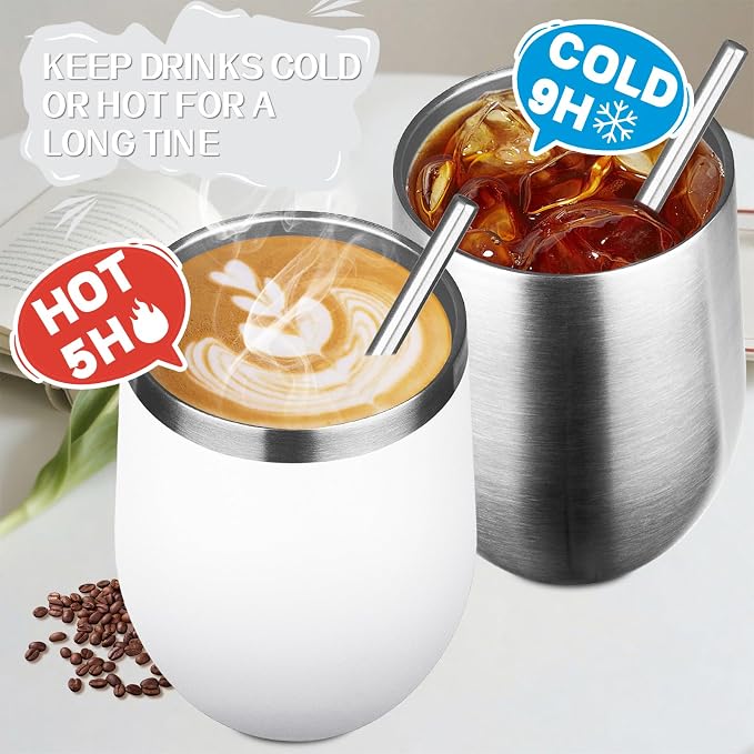 12oz/4 Pack Stainless Steel Wine Tumbler - Image 4