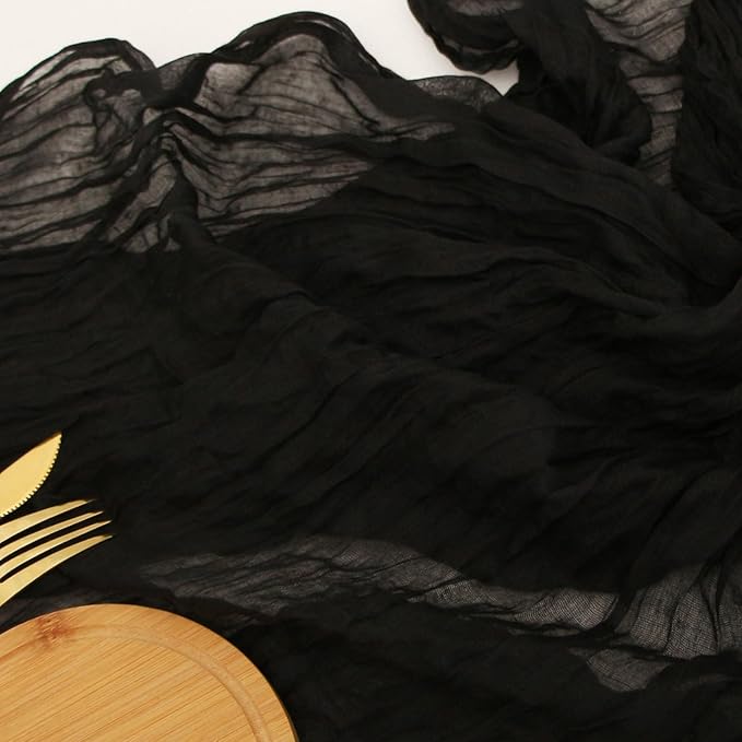 Black Cheesecloth Table Runner Rust Boho Fall Party Decoration | 35x120 Inches by FEXIA