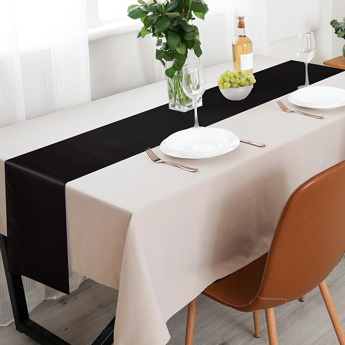 Aneco 12 Pack Satin Table Runner 12 x 108 Inch Black Long Wedding Satin Silk - Image 4