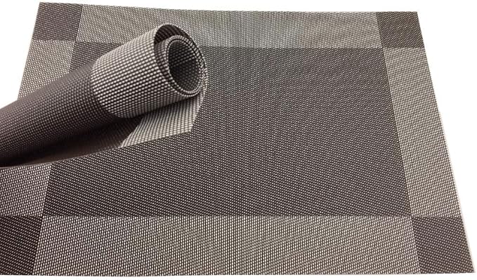 Gugrida Vinyl Coffee Placemats Heat Resistant Dining Table Mats Non-Slip Washable Place Mats Set of 6 （Coffee）