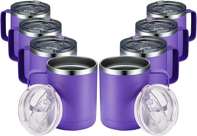 MEWAY 12oz Coffee Mug With Handle 8 Pack Bulk, Stainless Steel Insulated Travel by MEWAY
