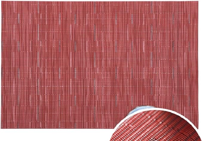 Black PVC Placemat Set of 1/6/10 Square Bamboo Tableware Pad Heat Wipe Clean by Unknown