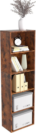 Wooden 5 Cube Storage Organizer, Vintage Brown 5 Tier Bookcase Bookshelf Freestanding Storage Display Organizer,Versatile Cubes Shelf and Cubby Unit for Living Room, Home Office, Dinning Room 15.7inch