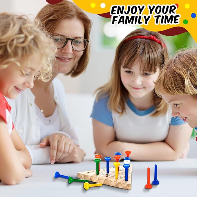 Skylety 6 Pack Triangle Peg Games Wooden Board Table Game for Family Boys Girls Adults, Learning Toys Travel Peg Jump Toys Triangle Puzzle Brain Teaser Christmas Gifts (Multicolor)