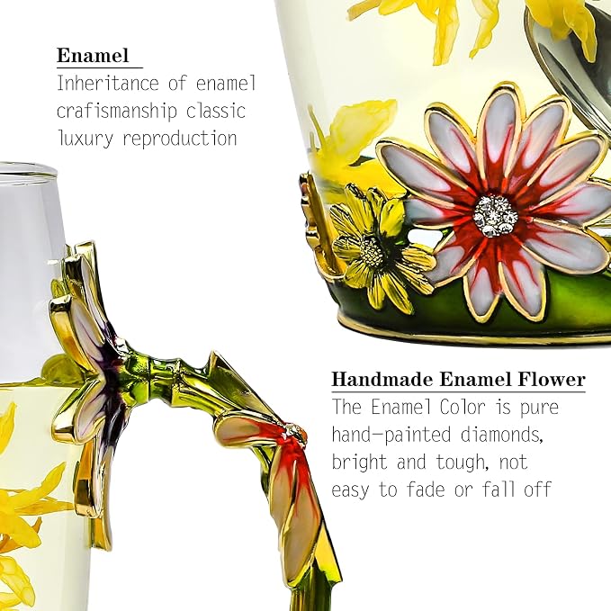 Tea Cup Glass Coffee Mugs, Fancy Tea Cup Set Birthday Christmas Valentine's Day - Image 5
