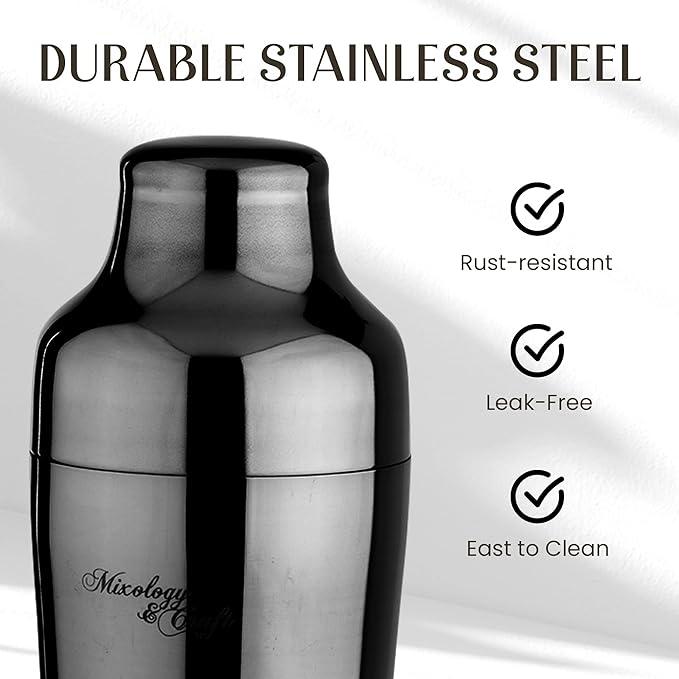 Mixology & Craft Cocktail Shaker Set with Bamboo Stand - Professional 10-Piece Bartender Kit - Complete Bar Set & Cocktail Mixer Kit for Home (Gun-Metal)