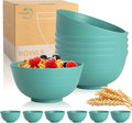 Wheat Straw Bowls Set of 6, 26 OZ Unbreakable Cereal Bowls for Family Meals, Reusable Dishes for Soup, Salad, Snacks, Microwave and Dishwasher Safe, for Kitchen, Camping, RV, Green