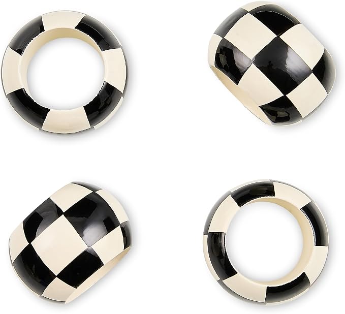MACKENZIE-CHILDS Wood Napkin Ring Set, made from wood, fancy napkin-holder rings by Unknown