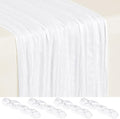Showgeous 4 Pack White Cheesecloth Table Runner, 17 x 108 Inches | Boho by Showgeous