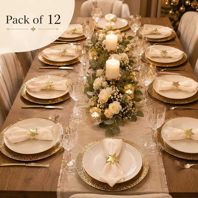 ALPHA Living HOME Napkin Rings Set of 12, Star Napkin Holders, Rustic Napkin - Image 7