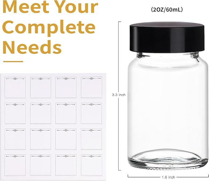 Glxgow 16 Pack 2 oz Glass Shot Bottles - Image 2