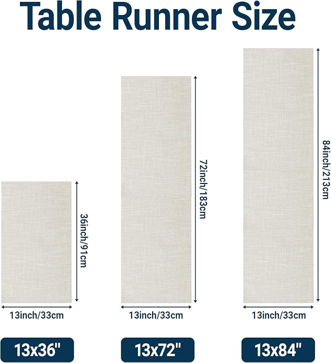 Q&J Fabric Co. Linen-Textured Table Runner 1 Pack 13x72 Inch Beige | Polyester - Image 6