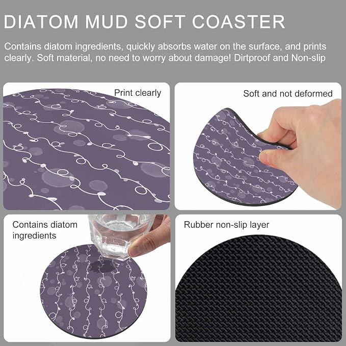 Vintage Lines Coasters Set of 2, Non-Slip Cup Coaster Mat - Image 9