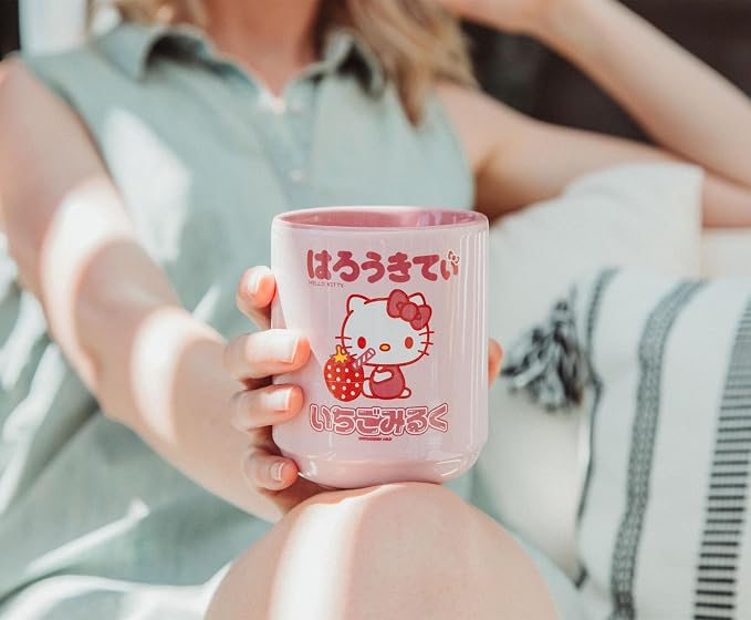Silver Buffalo Sanrio Hello Kitty Sipping Strawberry Milk Asian-Style Ceramic - Image 6
