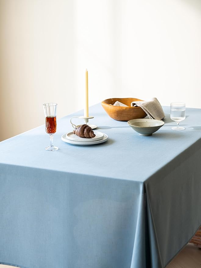 Blue Linen Table Cloths for Rectangle Tables Farmhouse Neutral Tablecloth Rectangular Kitchen Decoration Dining Table Cover Washable 60x120