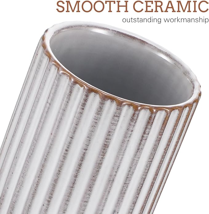 LIFKOME Vintage Ceramic Cup Japanese Style Tea Cup 300ml Striped Drinking Cup - Image 3
