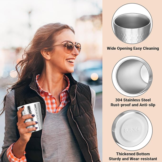 Stainless Steel Cups Double Wall, 10 oz Insulated Tumbler, 4 Pack Unbreakable - Image 4