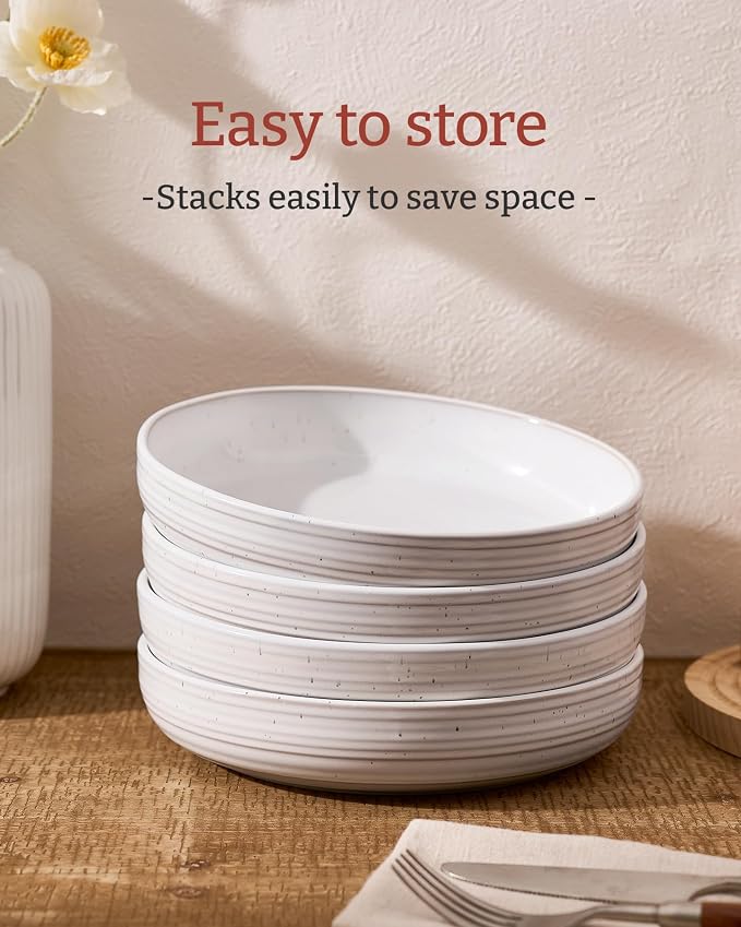 famiware Milkyway 33 oz Pasta Bowls Set of 6, Scratch-Resistant Stoneware Salad - Image 2