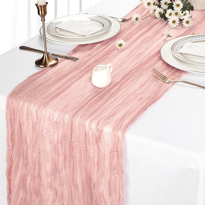 6 Pack Blush Pink Table Runner Cheesecloth 10Ft Gauze Cheese Cloth Table Runner - Image 4
