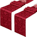 Red Satin Table Runner 12 x 108 Inch, 2 Pack | Bright Smooth Damask, Silky by Eychei