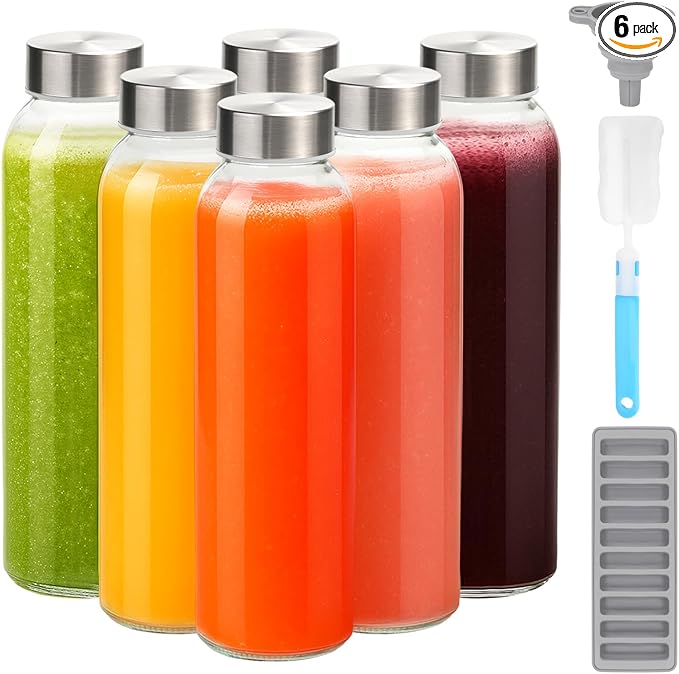 Zukro Glass Water Bottles with Stainless Steel Lids 24 oz, Reusable juice by ZukroDrinkware