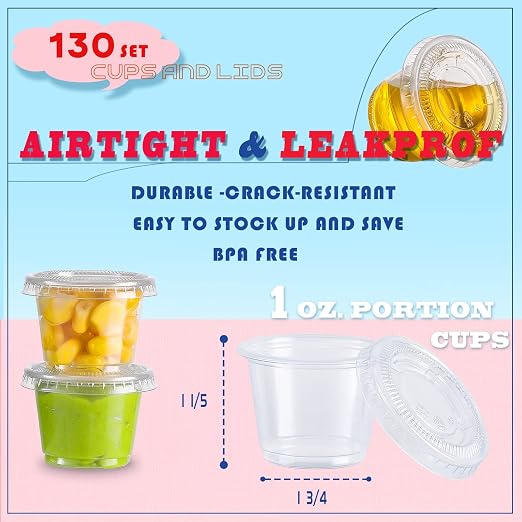 VITEVER Jello Shot Cups, Small Plastic Containers Lids, Airtight and Stackable - Image 3