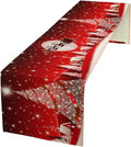 Merry Christmas Table Runner Red Snowflakes, Xmas Ball Ornaments Snow Red Table by SXXLDNG