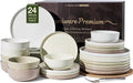 Stoneware Dinnerware Set for 8, Plates & Bowls, Chip & Scratch Resistant by FamiwarePremium