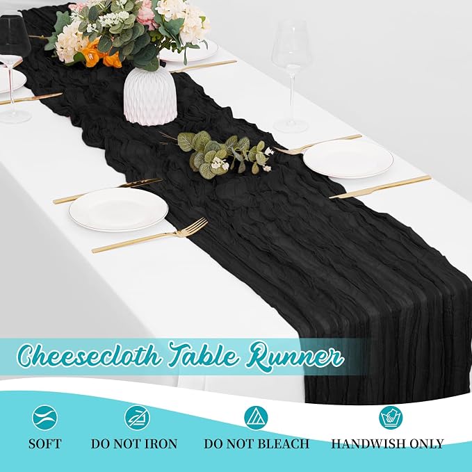16 Pack Black Cheesecloth Table Runners 20x120 Inch Gauze Table Runner Cheese - Image 6