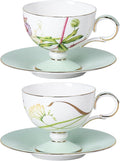 KAMMAK Tea Cups Set of 2, Ceramic Floral Pattern Demitasse Cup | Porcelain by KAMMAK