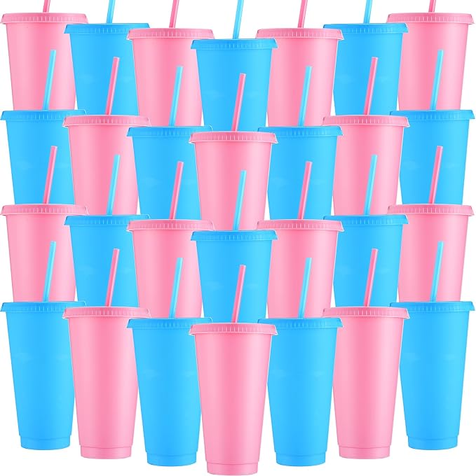 Honeydak 30 Pack Tumbler with Straw and Lid Bulk Cups by Honeydak