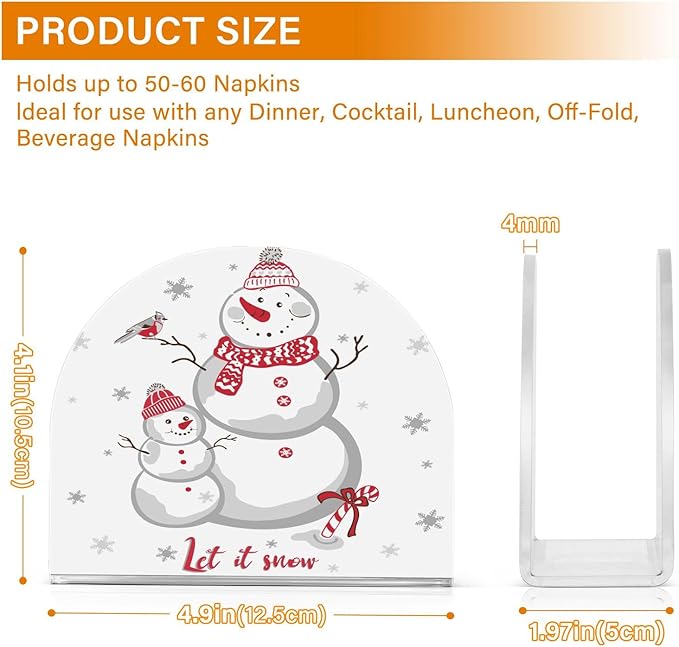 Napkin Holder Snow Santa Crystal Clear Acrylic Napkin Holders Paper Napkin Holder Dining Table Dispenser for Kitchen Restaurant Home Decor Bar Accessories