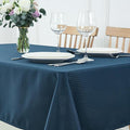 maxmill Square Jacquard Tablecloth Waterproof Spillproof Wrinkle Resistant Soft Weaved Design Table Cloth for Dinner and Party Washable Fabric Cover, Indoor Outdoor Use, 60 x 60 Inch, Navy Blue