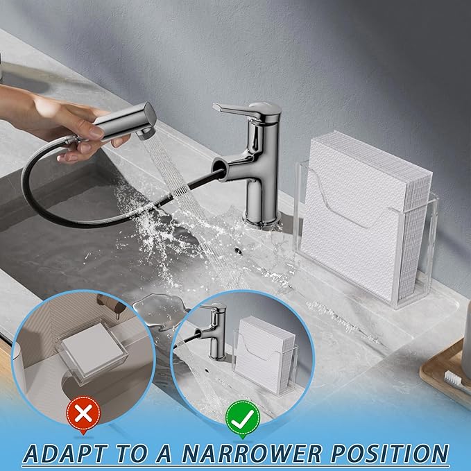 Transparent Acrylic Napkin Holder Clear Guest Paper Disposable Hand Towel Dispenser Tray Organizer For Table Home Kitchen Restaurant and Hotel Business