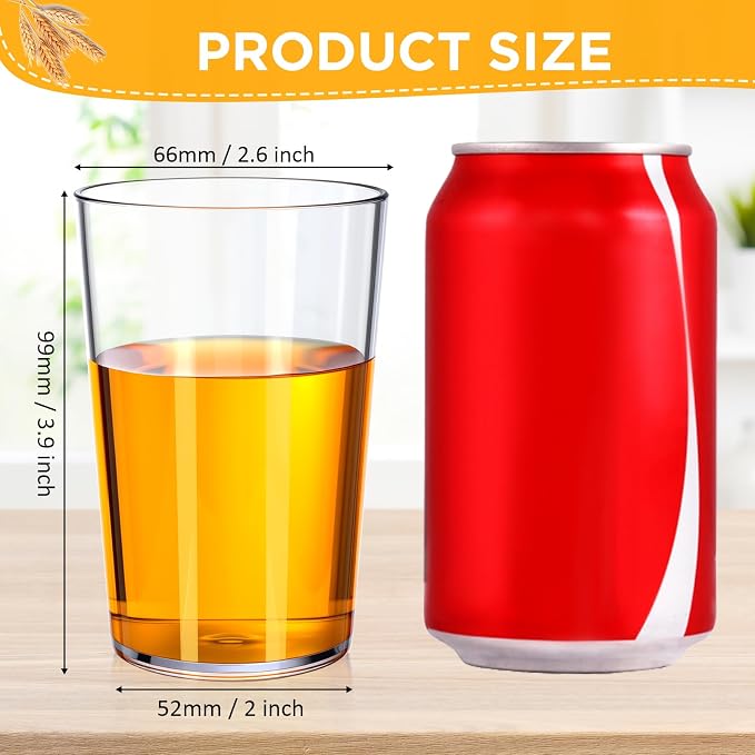 Meanplan 12 Pack Plastic Reusable Drinking Glasses Restaurant Grade 8 oz - Image 2