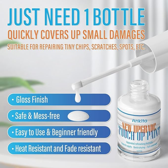 Porcelain Sink Touch Up Paint, High-Gloss Porcelain Repair Kit White & Appliance Paint for Chips, Scratches, Cracks and Spots on Enamel, Acrylic, Porcelain in Kitchen and Bathroom (Antique White)