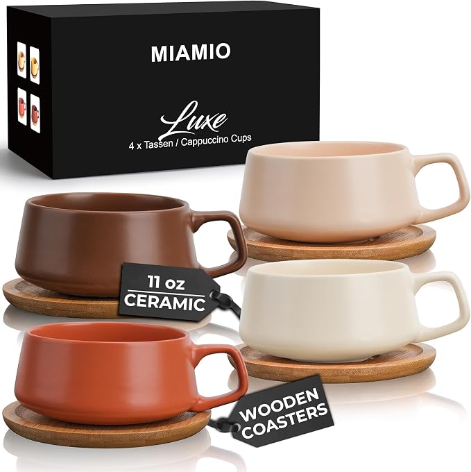 MIAMIO - Cappuccino Cup Set of 4, Ceramic - Luxe | Ceramic cappuccino cups and by MIAMIO