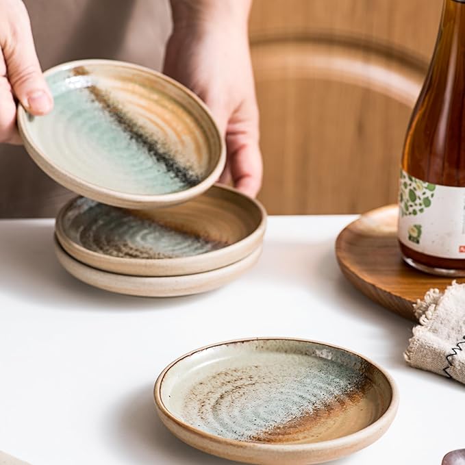 UNICASA Appetizer Plates,Dessert Plates Ceramic,5 inch Dipping Dish,Set of 4,Japanese Small Plate