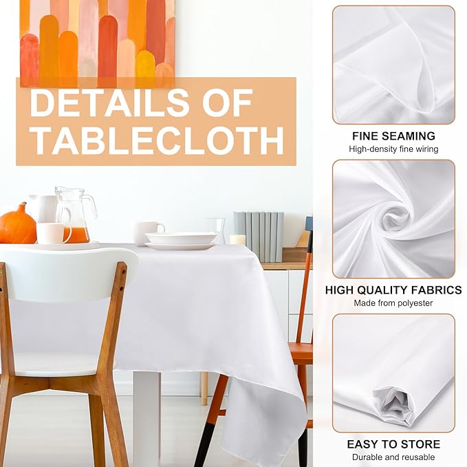 Moukeren 30 Pack Rectangle Tablecloths 58 x 102 Inch Table Cloth Reusable Washable Polyester Table Clothes Bulk for 6 ft Tables for Wedding, Party, Restaurant (White)