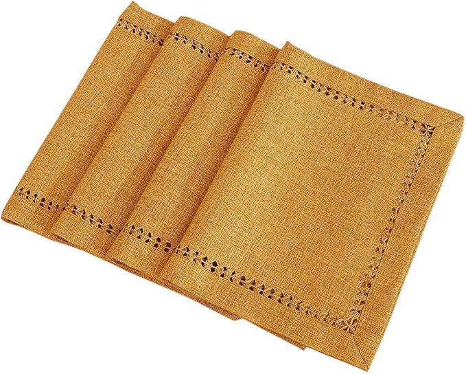 Grelucgo Set of 4 Handcrafted Solid Mustard Gold Color Dining Table Place-mats by Grelucgo