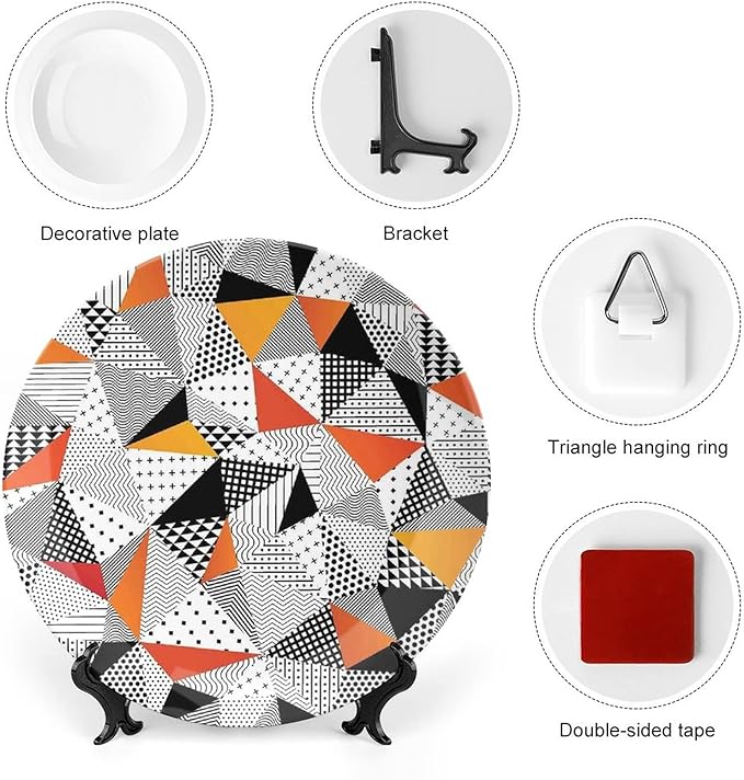 Ceramic Display Plate, Abstract Decor Ceramic Hanging Decorative Plate, Fashionable Polygonal Artwork Panes Craft Projects, 8 Inch, Household Custom Ceramic Plate, Multy