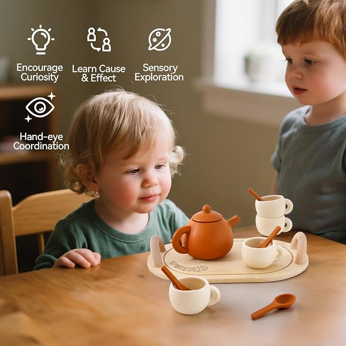 Silicone Tea Set for Toddlers – Kids Tea Set for Girls & Boys, Pretend Play Tea - Image 2