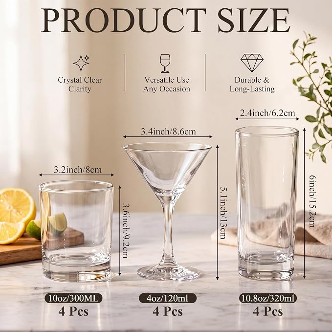Mixed Cocktail Glasses Set of 12 - Image 2