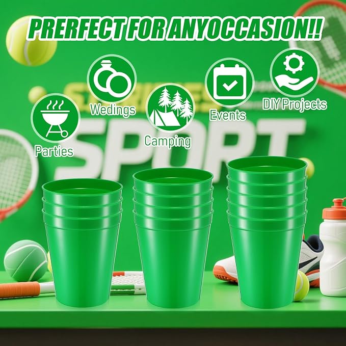 Yungyan 50 Pack 16 oz Stadium Cups Reusable Plastic Cups Blank Drink Stadium - Image 3