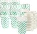 Disposable Coffee Cups with Lids, To Go Paper Hot Cups, Water Blue by SMYGOODS