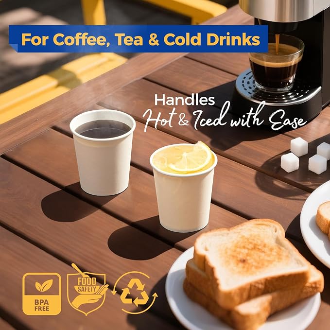 Fit Meal Prep 500 Pack 6 oz Disposable Paper Coffee Cups, Premium White Hot Cups - Image 4