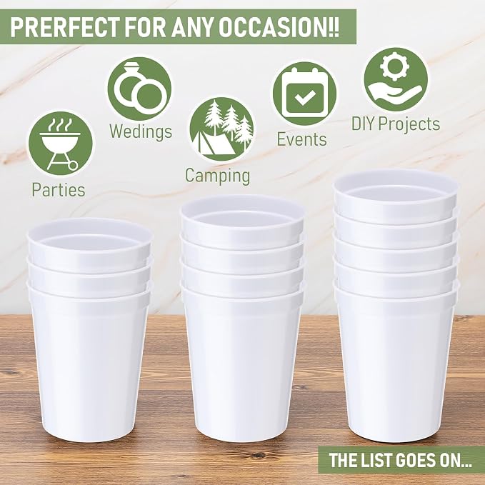 Yungyan 500 Pack 16 oz Stadium Cups Reusable Plastic Cups Blank Drink Stadium - Image 3