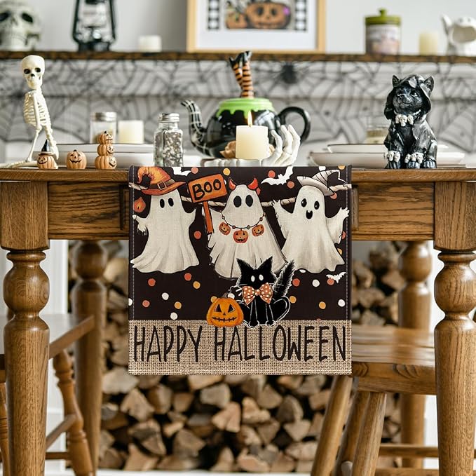Artoid Mode 210 GSM Halloween Table Runner 13x72 Inch Home Party Decor | Ghost - Image 2